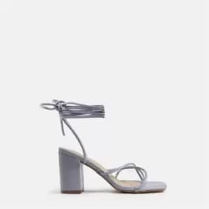 Missguided Tie Up Toe Post Block Heel Sandals - Blue