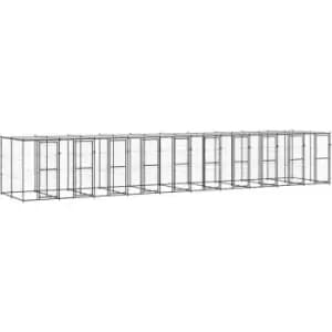 Vidaxl - Outdoor Dog Kennel Steel with Roof 24.2 m² Black