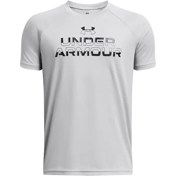 Under Armour Tech Split Wordmark SS Short Sleeve Performance T-Shirts 5-6 (XS) Grey 68920902155
