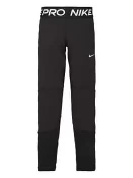 Nike Girls Pro Tight - Black/White, Size Xs=6-8 Years
