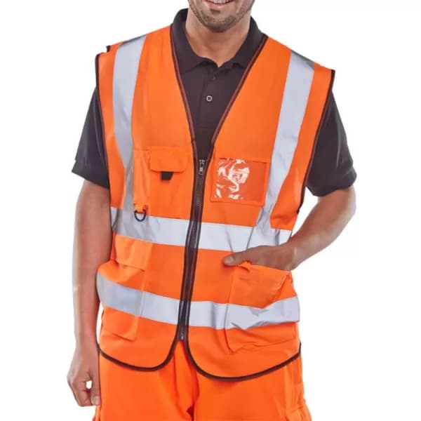 B SEEN Executive Hi Vis Waistcoat Orange 4XL