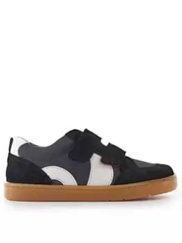 Start-rite Enigma Boys Black Suede Leather/canvas Double Riptape Trainers - Black, Size 10.5 Younger