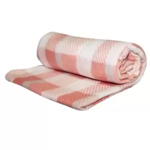 Velosso Check Polar Fleece Blanket (One Size) (Blush Pink)