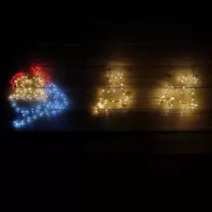 Samuel Alexander - 2D LED Sleigh & Reindeer Silhouette Christmas Decoration in Red, Ice White and Warm White