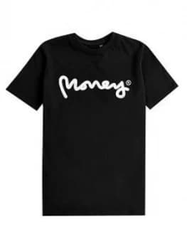 Money Boys White Label Logo Short Sleeve T-Shirt - Black, Size 7-8 Years