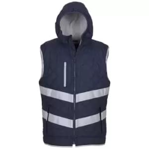 Yoko Womens/Ladies Kensington Hi-Vis Hooded Gilet (3XL) (Navy)