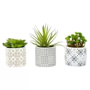 Interiors By Ph Set Of 3 Faux Succulents Henna Ceramic Pots