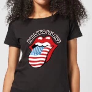 Rolling Stones US Flag Womens T-Shirt - Black