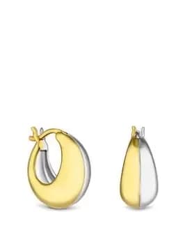 Inicio Two Tone Plated Recycled Teardrop Hoop Earrings Gift Pouch