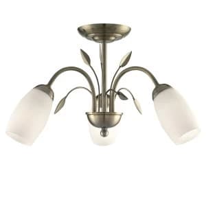 Searchlight Lighting Collection Jade 3-Light Semi-Flush Ceiling Light - Brass