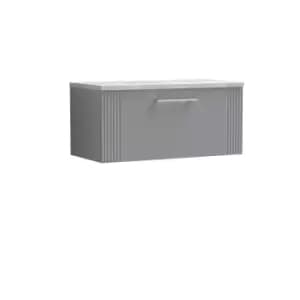 Nuie Deco 800mm Wall Hung Single Drawer Vanity & Bellato Grey Laminate Top - Satin Grey