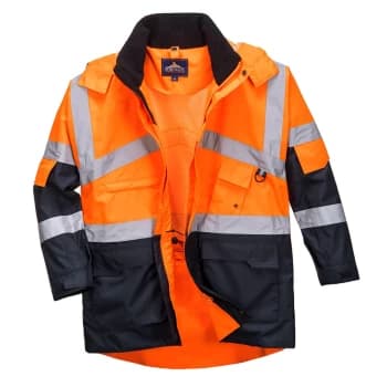 Oxford Weave 300D Class 2 Hi Vis 2-Tone Breathable Jacket Orange / Navy M