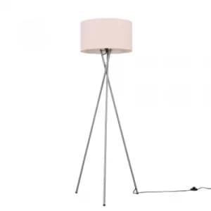 Camden Grey Tripod Floor Lamp with XL Dusty Pink Reni Shade