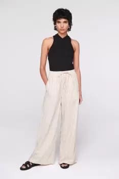 Hillier Drawstring Wide Leg Trousers, Yellow Stripe / UK 10