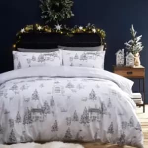 Furn. Midwinter Toile King Duvet Cover Set Cotton Polyester Snow