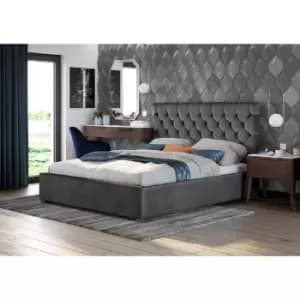 Rosiana Bed Double Plush Velvet Grey