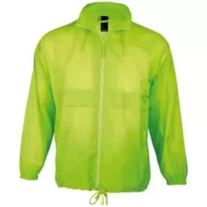 SOLS Unisex Surf Windbreaker Lightweight Jacket (L) (Neon Green)