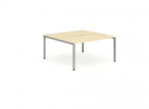 B2B Silver Frame Bench Desk 1400 Maple (2 Pod)