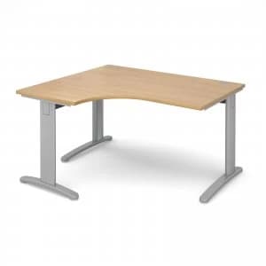 TR10 Deluxe Left Hand Ergonomic Desk 1400mm - Silver Frame Oak Top