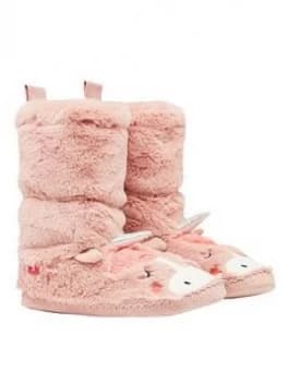 Joules Girls Unicorn Padabout Luxe Slippers - Pink