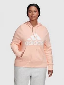 Adidas Plus Badge Of Sport Overhead Hoodie - Coral
