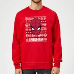 Marvel Comics The Amazing Spider-Man Face Red Christmas Sweatshirt - L - Red