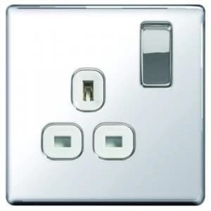 Wickes 13A Screwless Flat Plate Single Switched Socket - Polished Silver