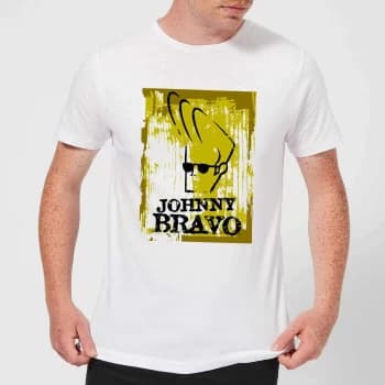 Johnny Bravo Distressed Mens T-Shirt - White - XS