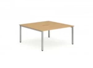 B2B Silver Frame Bench Desk 1200 Beech (2 Pod)