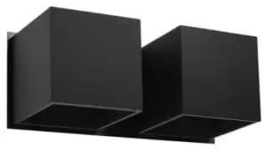 Quad Twin Square Up & Down Wall Lamp Black G9
