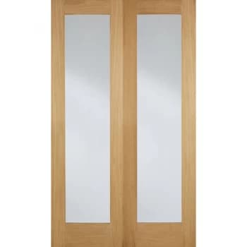 LPD Pattern 20 Unfinished Oak Glazed Internal Door Pair - 1981mm x 1168mm (78 inch x 46 inch)