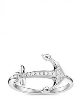 Thomas Sabo Sterling Silver Cubic Zirconia Love Anchor Ring, One Colour, Size Small, Women