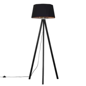 Barbro Dark Wood Tripod Floor Lamp with Toke Shade
