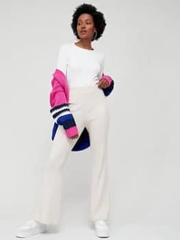 Tommy Jeans Badge Logo Jersey Rib Trousers - Cream Size XS Women