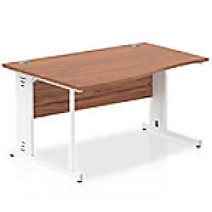 Impulse 1400 Left Hand White Cable Managed Leg Wave Desk Walnut