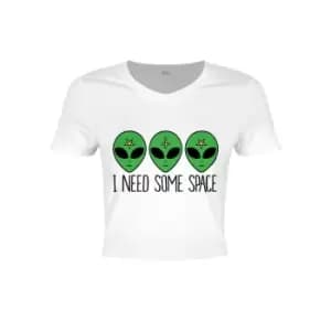 Grindstore Ladies/Womens I Need Some Space Cosmic Alien Crop Top (Medium (UK 10-12)) (White)