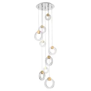 Contemporary LED Cluster Pendant Ceiling 9 Light Gold, Glass 3000K