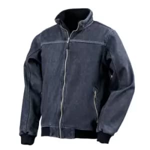 Result Mens Stone Wash Denim Bomber Jacket (S) (Washed Navy)