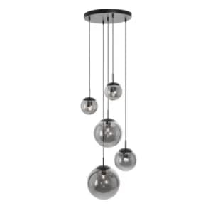 Bollique Cluster Pendant Ceiling Light Black, Smoked Glass Bulbs