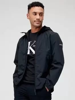 Calvin Klein Crinkle Nylon Hooded Jacket - Black Size M Men