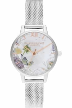 Olivia Burton Silver Sunray, RG & Silver Mesh