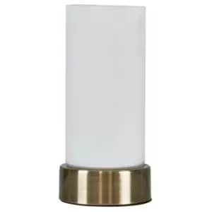 Minisun - Antique Brass Touch Table Lamp Frosted Glass Cylinder Design - No Bulb