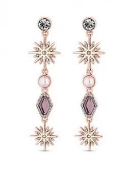 Mood Rose Gold Pink Crystal Celestial Long Drop Earring