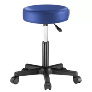 Stool with Wheels Blue Faux Leather