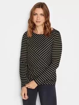 Long Tall Sally Black Stone Cut About Stripe Top, Black, Size 10, Women