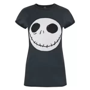Nightmare Before Christmas Womens/Ladies Jack Reverse Seam T-Shirt (XL) (Charcoal)