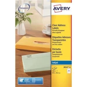 Avery 99.1 x 38.1mm Inkjet Addressing Labels Clear Pack of 350 Labels