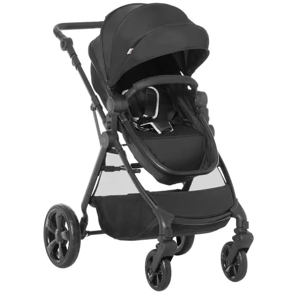 Homcom Two-in-one Foldable Pushchair With Reversible Seat And Sun Canopy Black