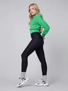 Spanx Faux Leather Foil Snake Print Leggings, Black, Size L, Women