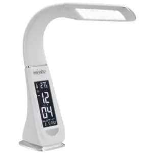 LED Desk Lamp Lilly White with Clock & Temperature Display
